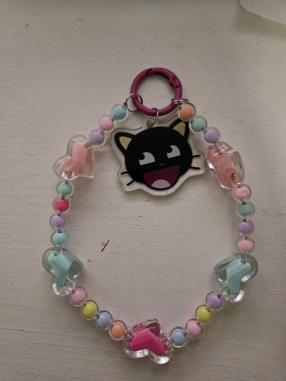 Cute Chococat Charm Beaded Keychain - Pastel Multicolor